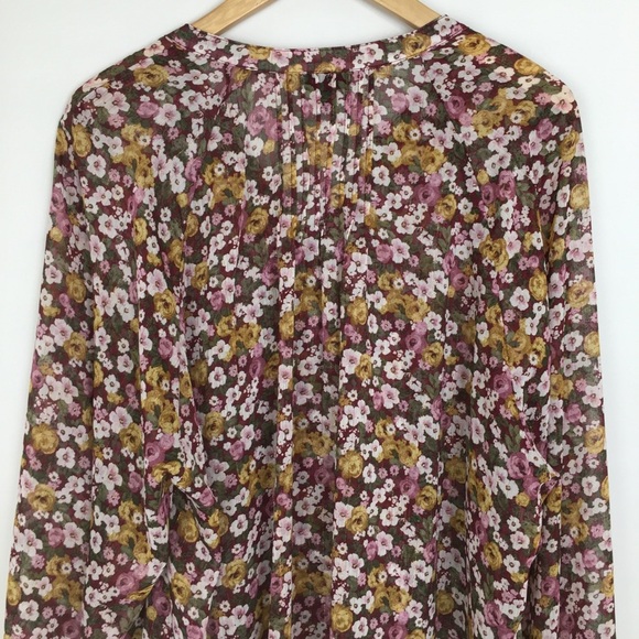 Torrid Crinkle Chiffon Smocked Floral Blouson Sleeve Blouse Size 2X Peasant Top - Picture 14 of 16